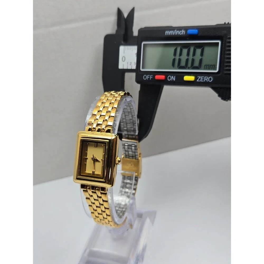 Womens Vintage Avon Gold Tone Rectangle Dress Bracelet Quartz Watch New Battery